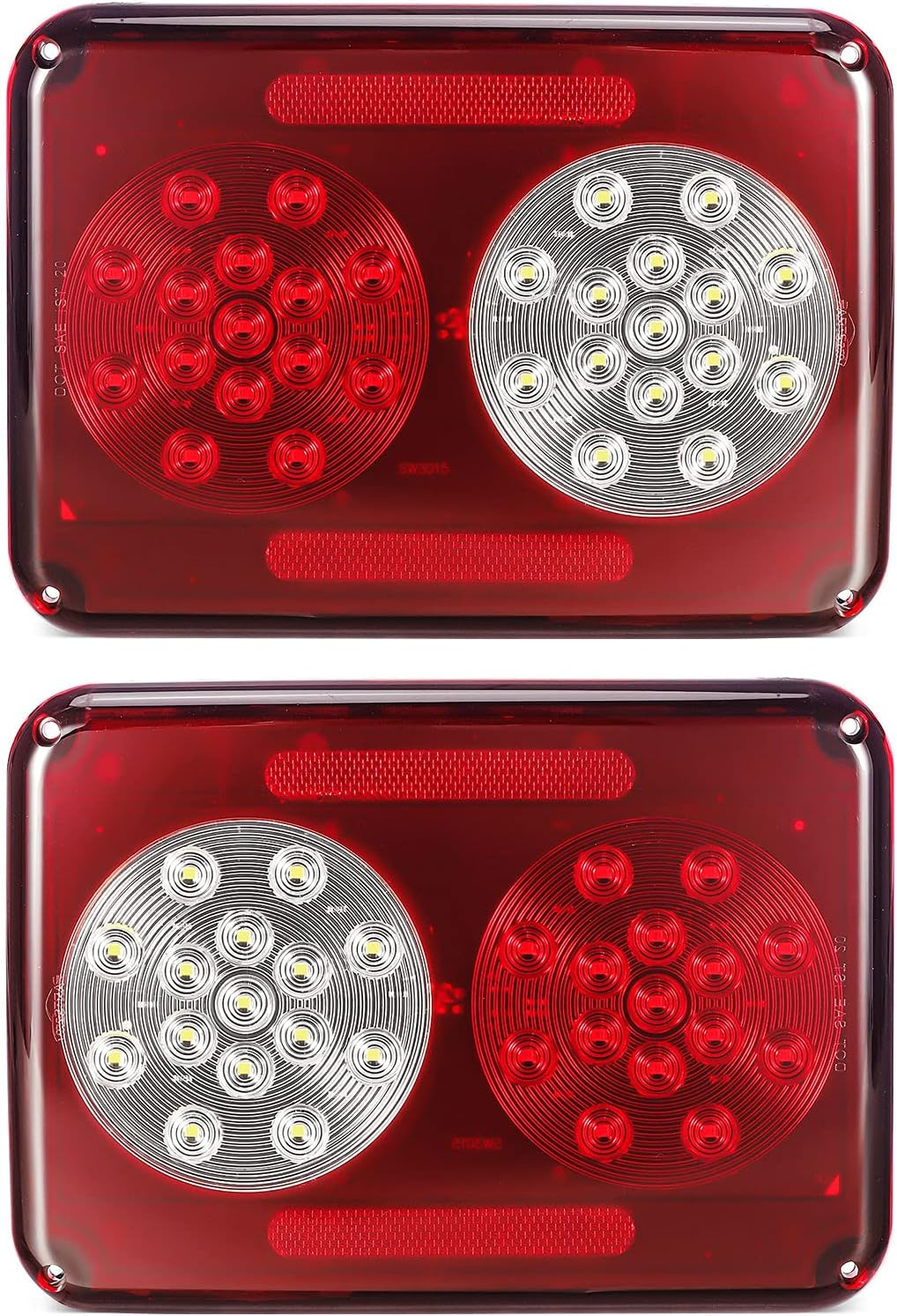 2Pcs Double Led Trailer Tail Lights with Stop Turn Tail Backup Reverse Lights M350527