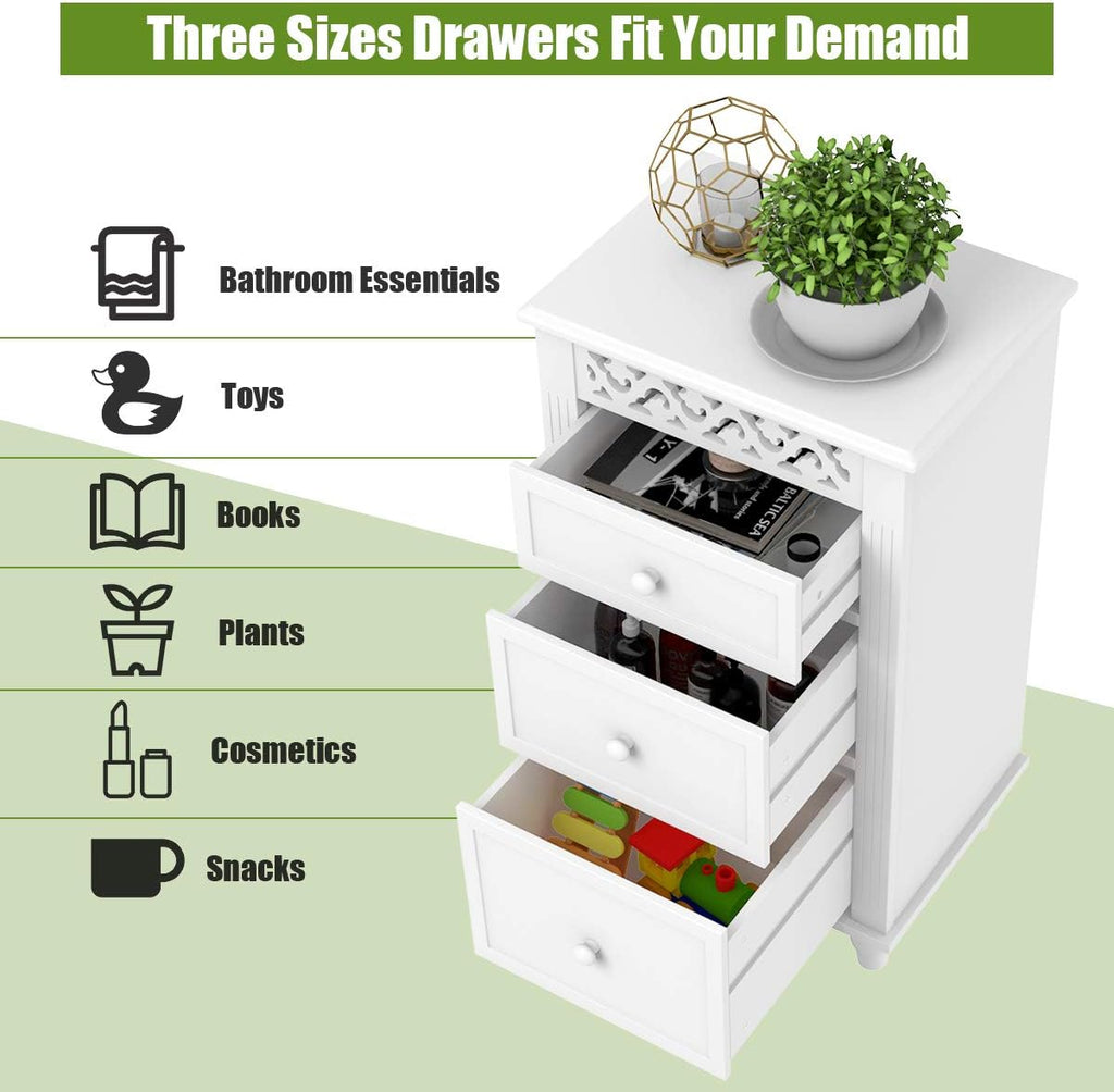 White 3 Drawer Wood Storage Cabinet Z799230
