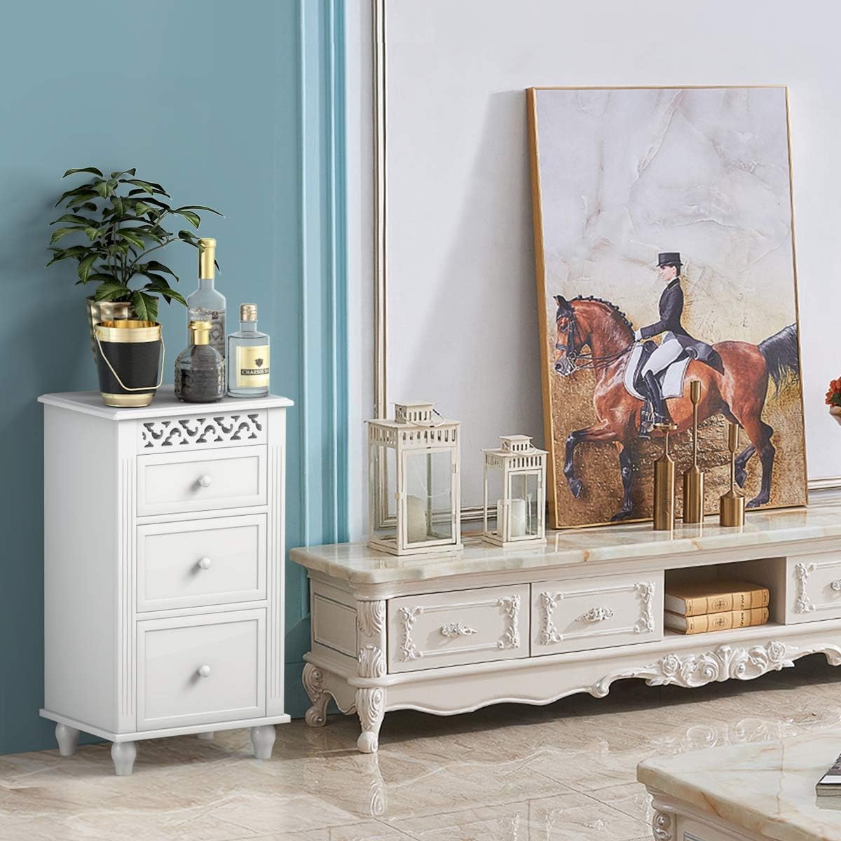 White 3 Drawer Wood Storage Cabinet Z799230