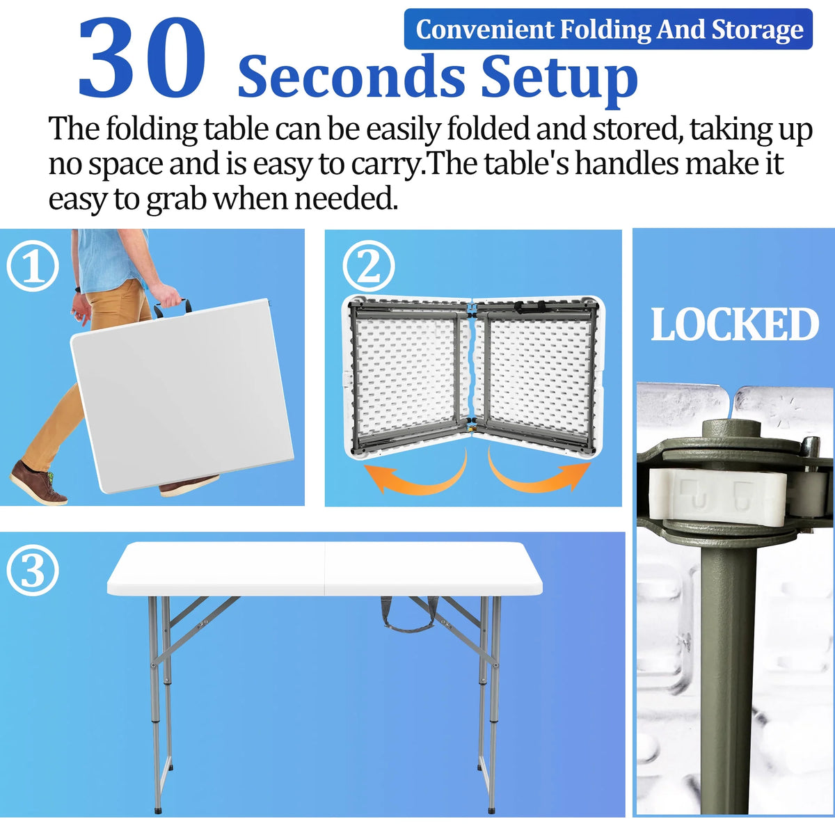 4FT White Folding Table S107