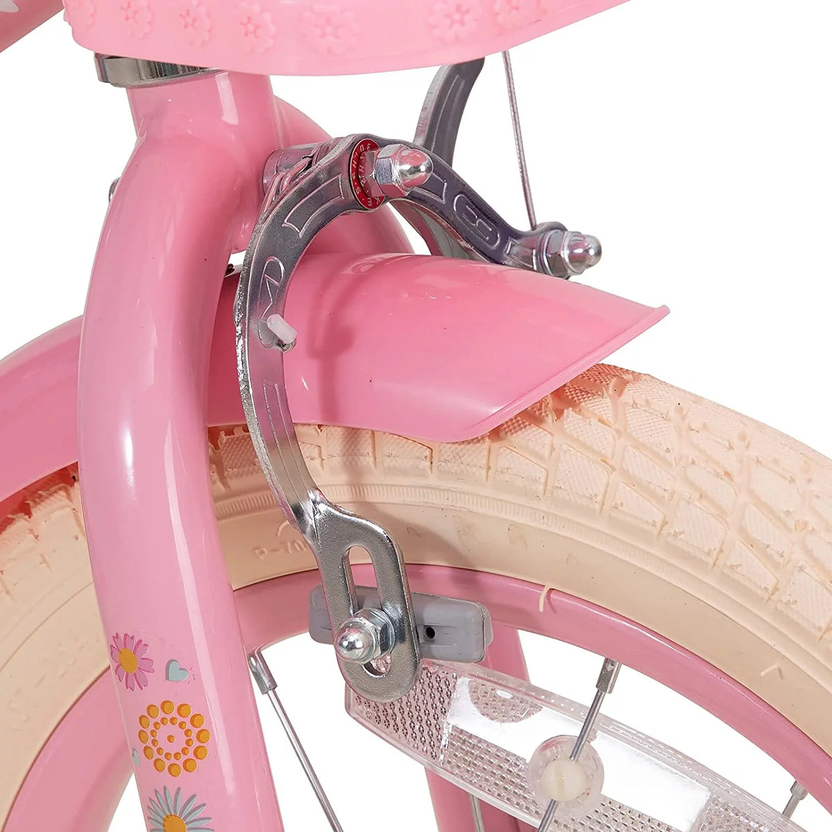16 Inch Kids Bike with Training Wheels Basket White D775