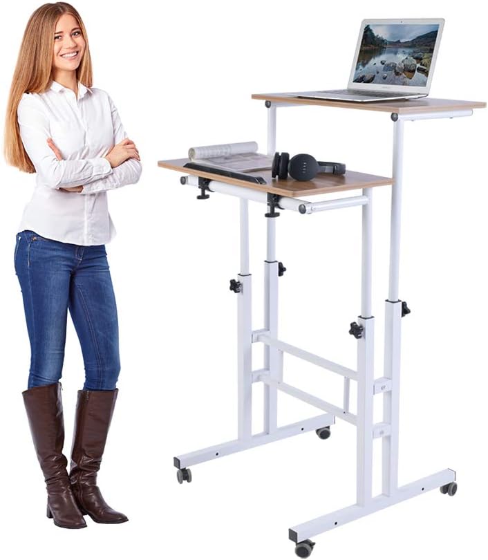 Black Adjustable Mobile Standing Desk C8640
