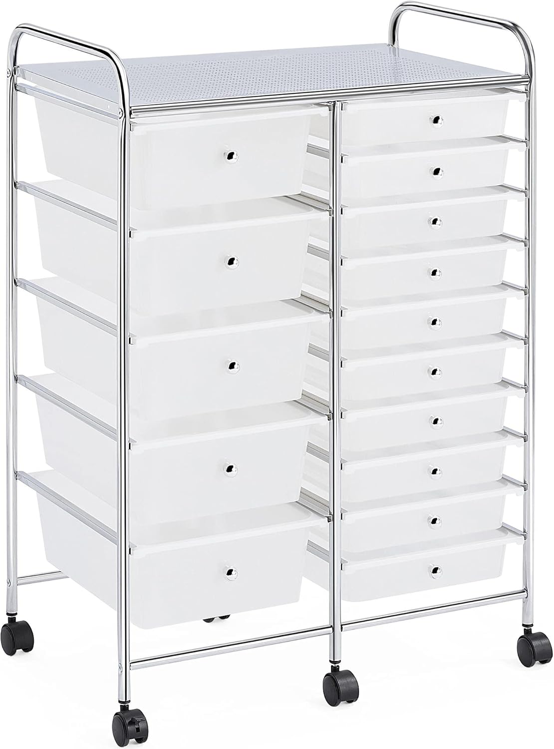 White 15 Drawer Rolling Storage Cart Q11294