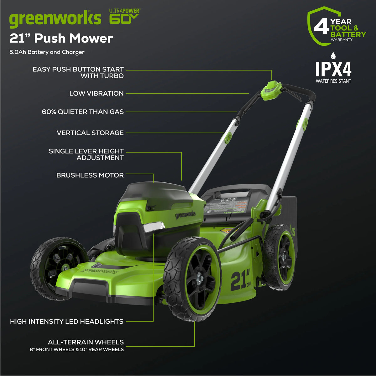 60V 21 Push Lawn Mower with Battery & Charger A32671