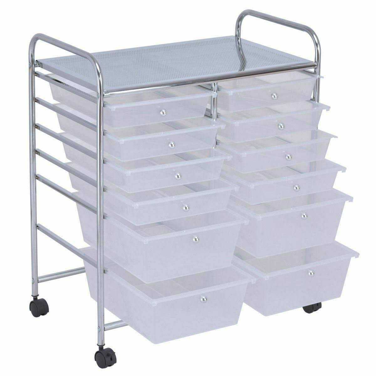 Rolling Cart 12 Storage Drawer Organizer Bins I398101