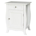 White Wooden Accent End Table with Drawer L118