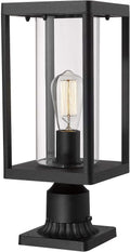 Sand Textured Black Cast Aluminum Outdoor Post Light with Clear Cylinder Glass E740