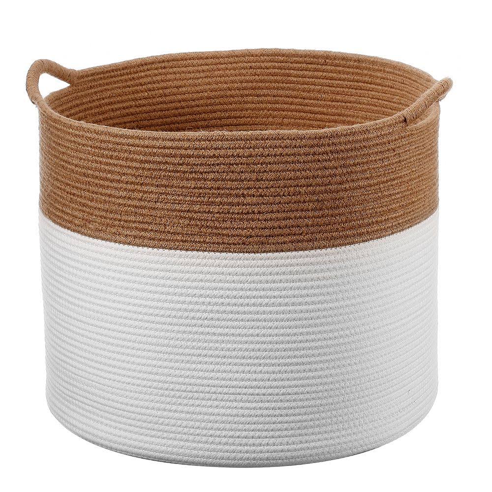 White Coiled Rope Laundry Basket Z57508