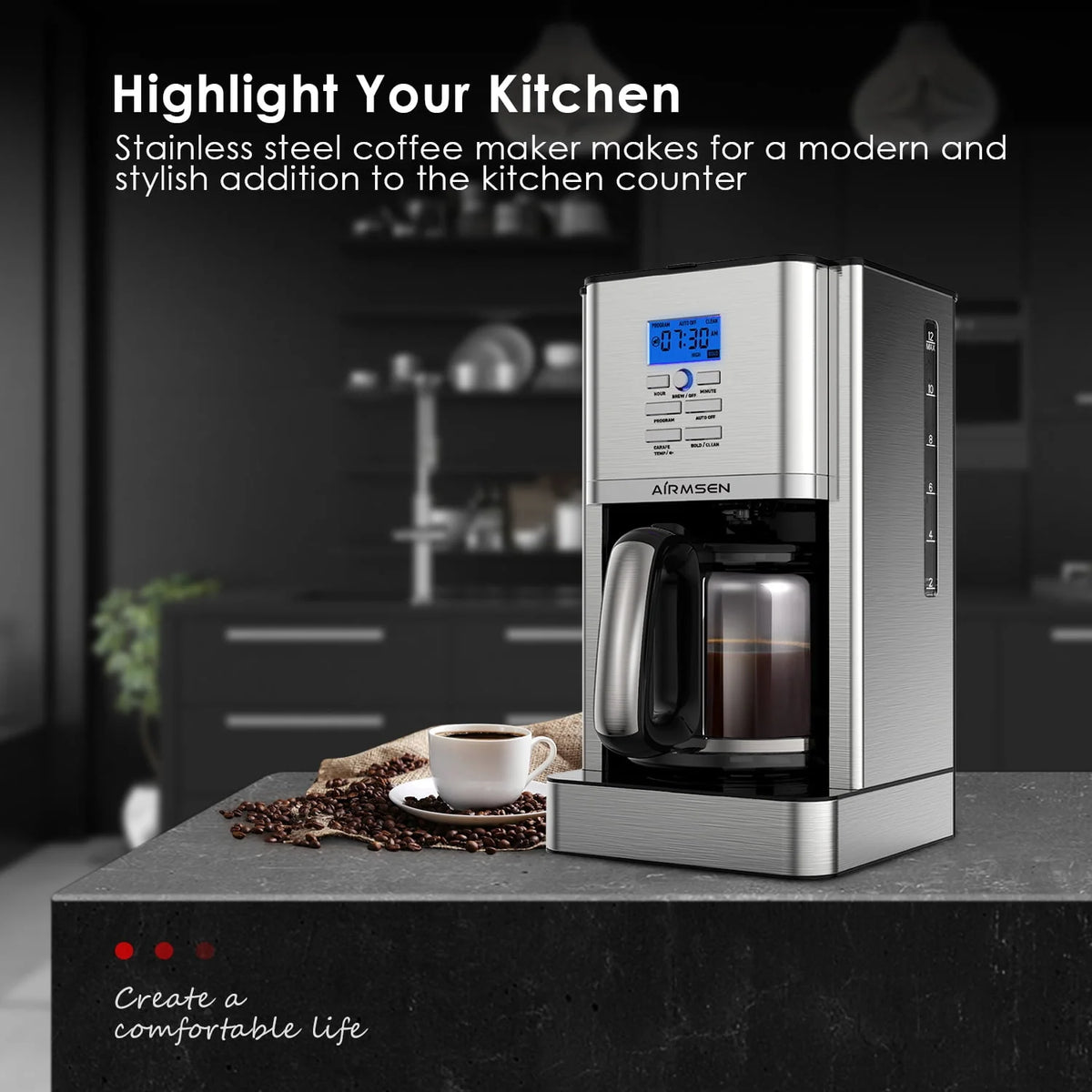 Stainless Steel 12 Cup Programmable Drip Coffee Maker K7431