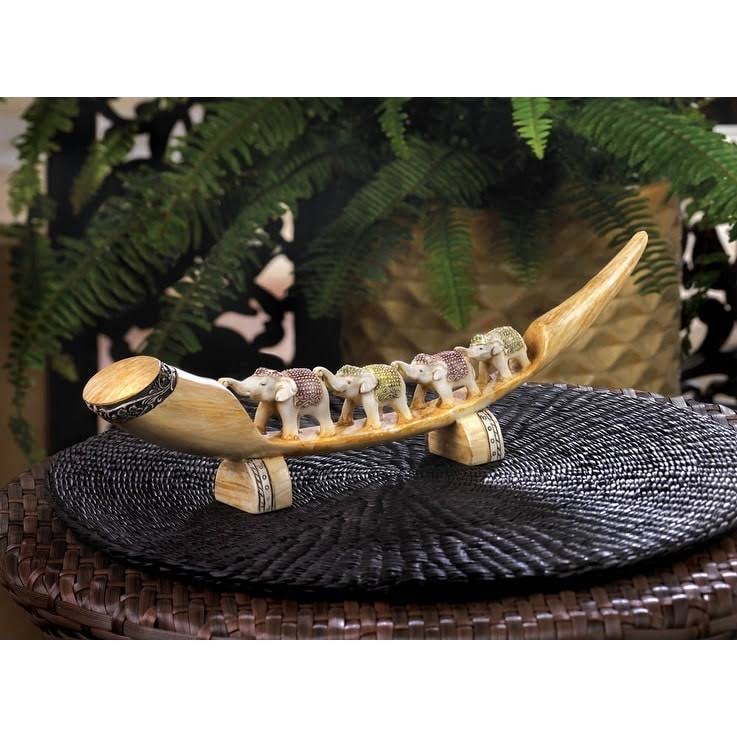Carved Elephant Tusk Decor P3853
