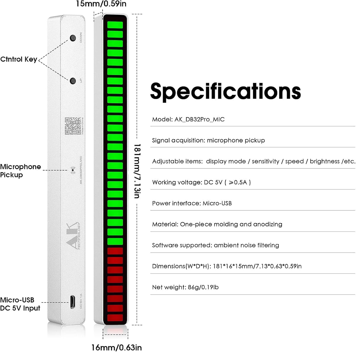 32-Bit Sound Level Indicator Audio Spectrum Meter Pack of 2 L780458