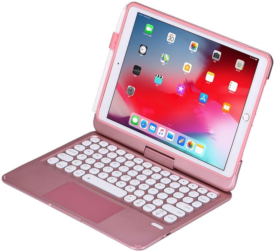 Black 360 Rotatable Backlit Wireless Keyboard Case H278