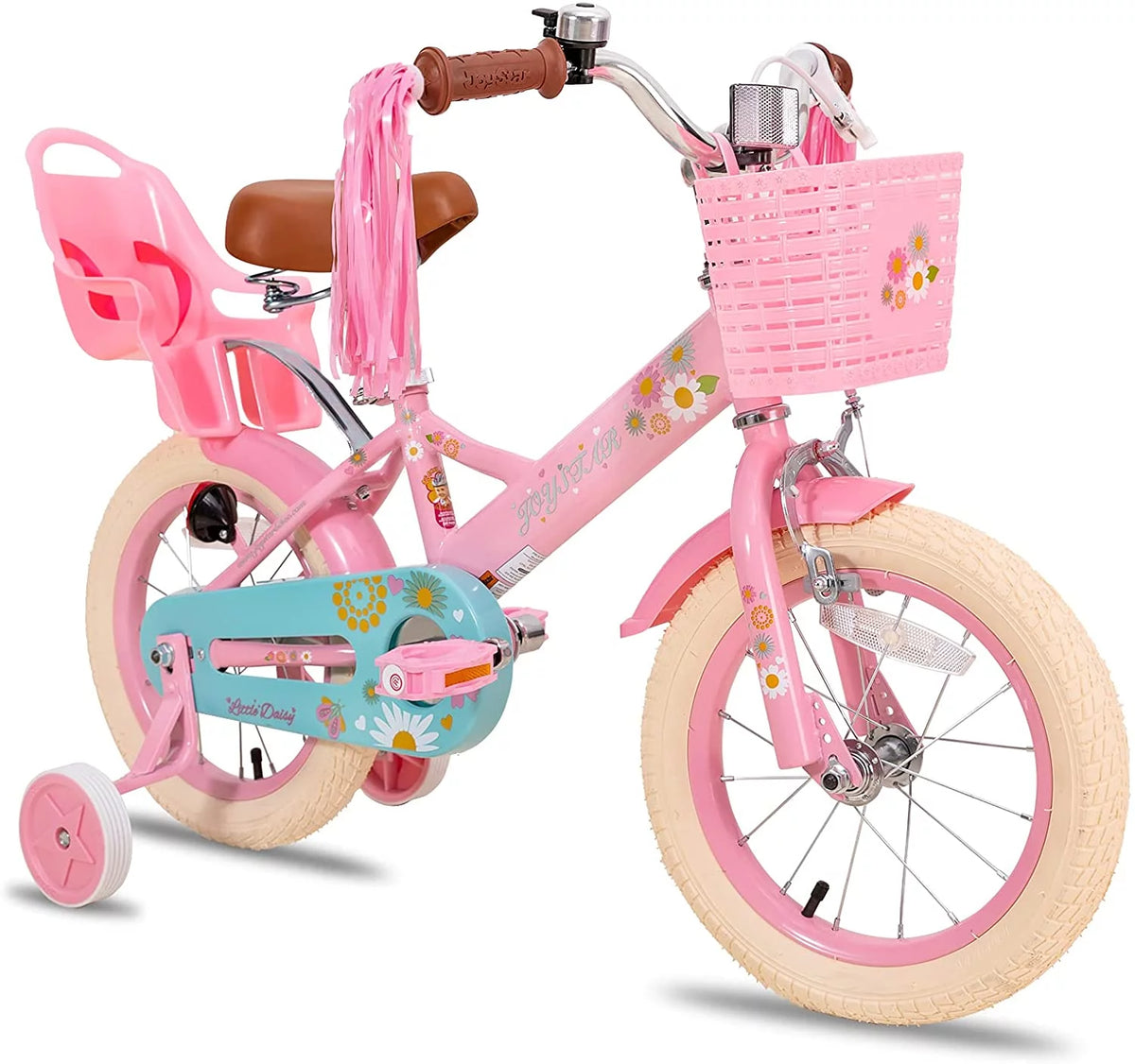 16 Inch Kids Bike with Training Wheels Basket White D775