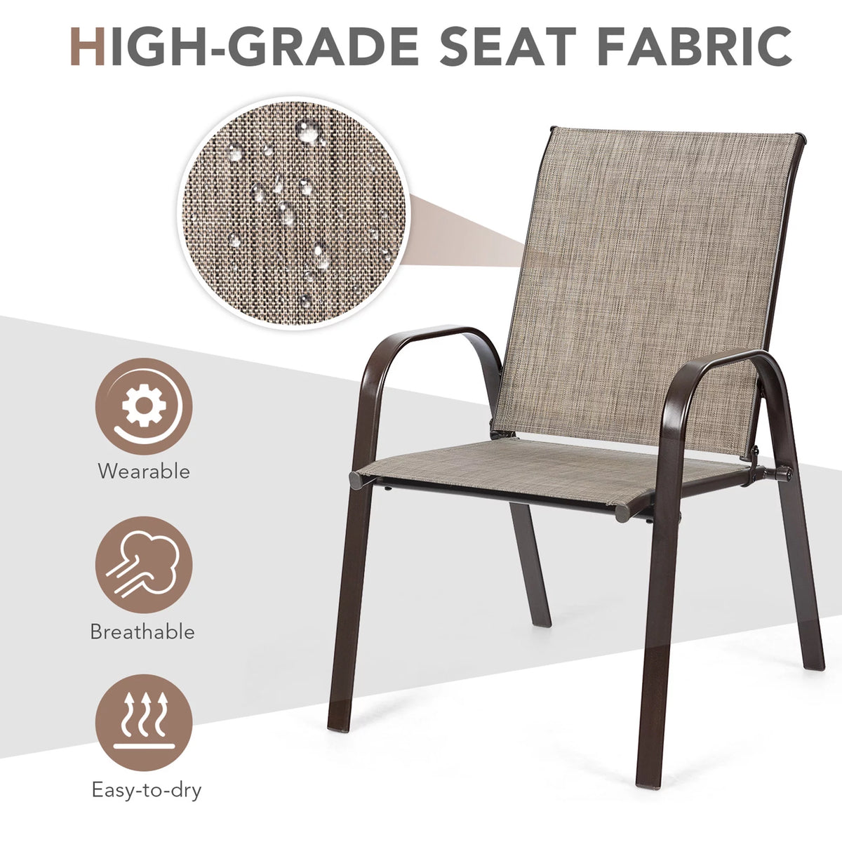 Set of 2 Grey Steel Patio Chairs H730