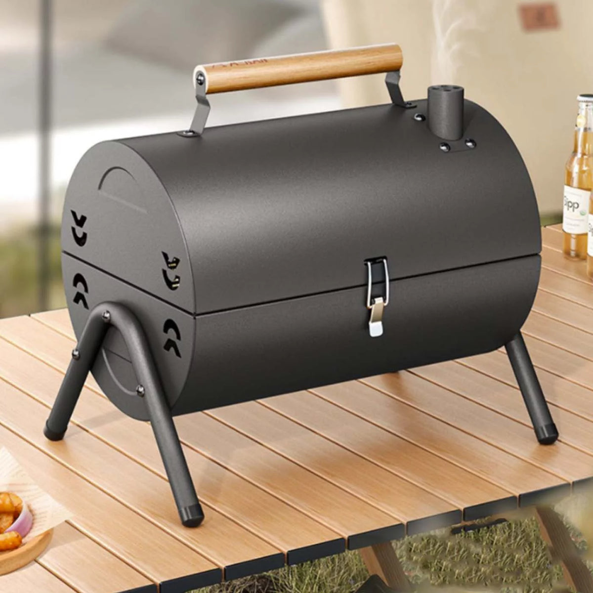 Portable Tabletop Charcoal BBQ Grill Cast Iron Black W468721