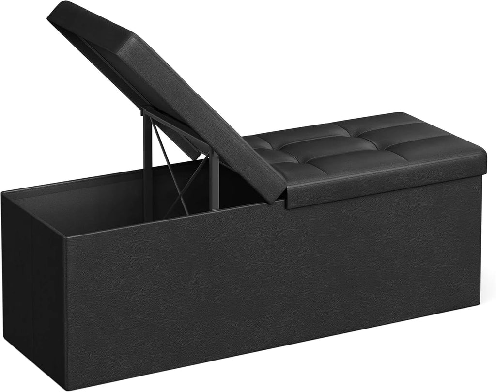 Black Folding Storage Ottoman Bench U487