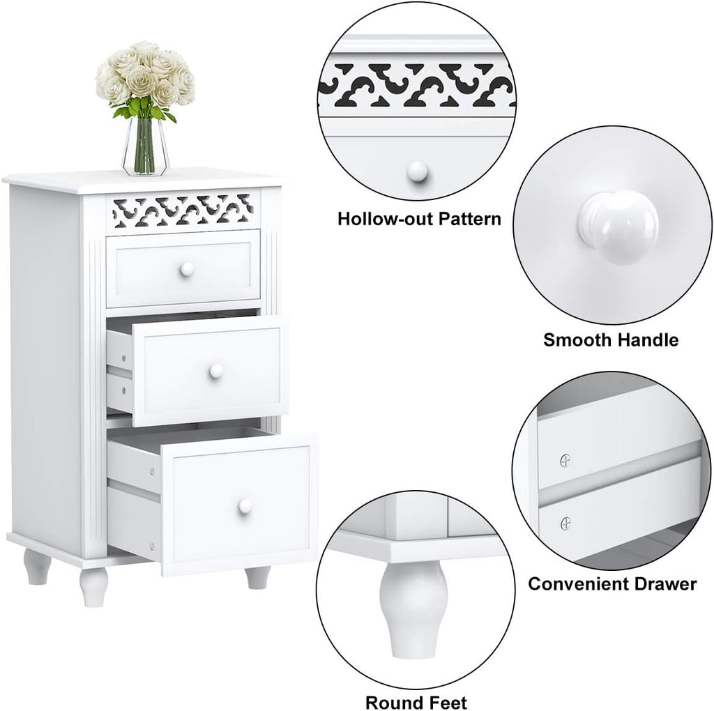 White 3 Drawer Wood Storage Cabinet Z799230