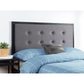 Queen Size Grey Upholstered Button Tufted Metal Headboard Y41047