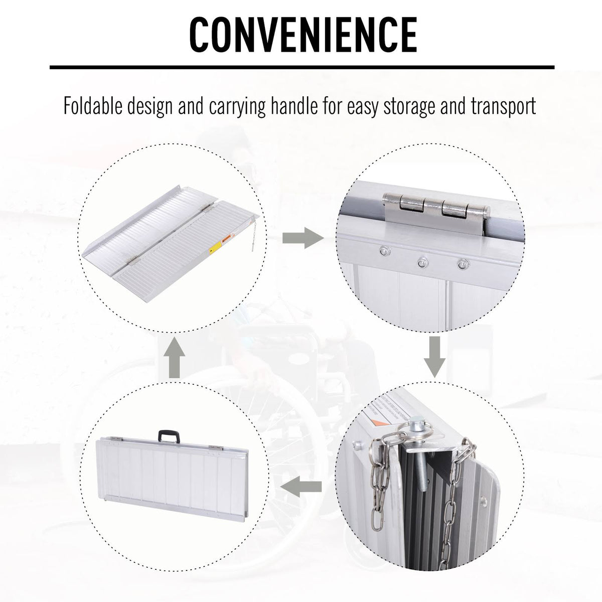 3ft Aluminum Foldable Wheelchair Ramp with Carry Handle G540