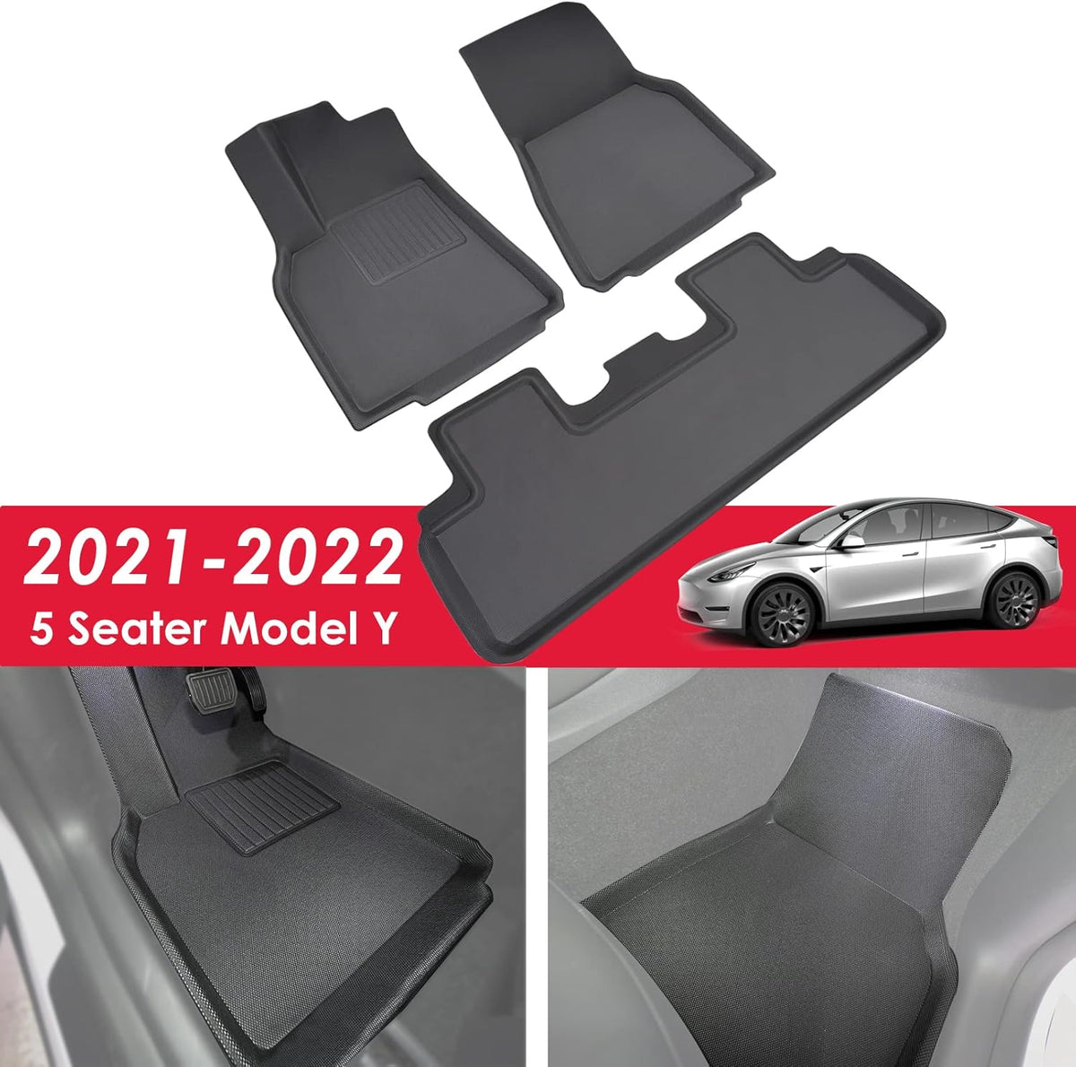 All-Weather TPE Car Floor Mats 1st & 2nd Row Black W75139