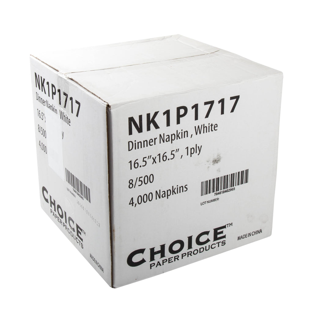 White 1-Ply Dinner Napkins, Case of 4000 Z40909