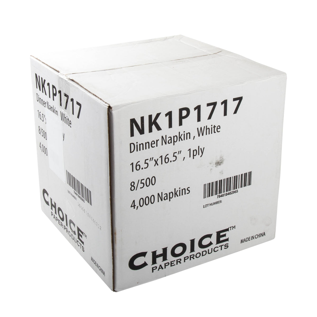 White 1-Ply Dinner Napkins, Case of 4000 Z40909