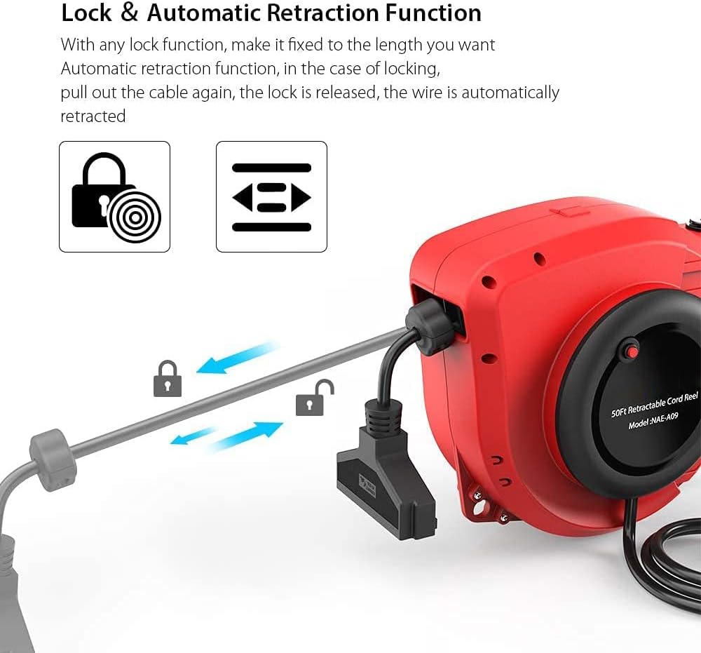 50FT Retractable Extension Cord Reel I18815