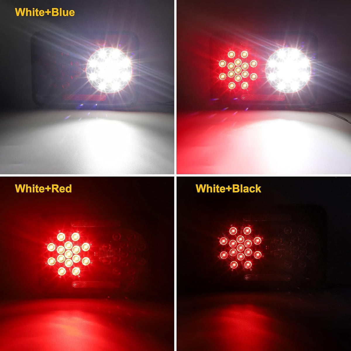 2Pcs Double Led Trailer Tail Lights with Stop Turn Tail Backup Reverse Lights M350527