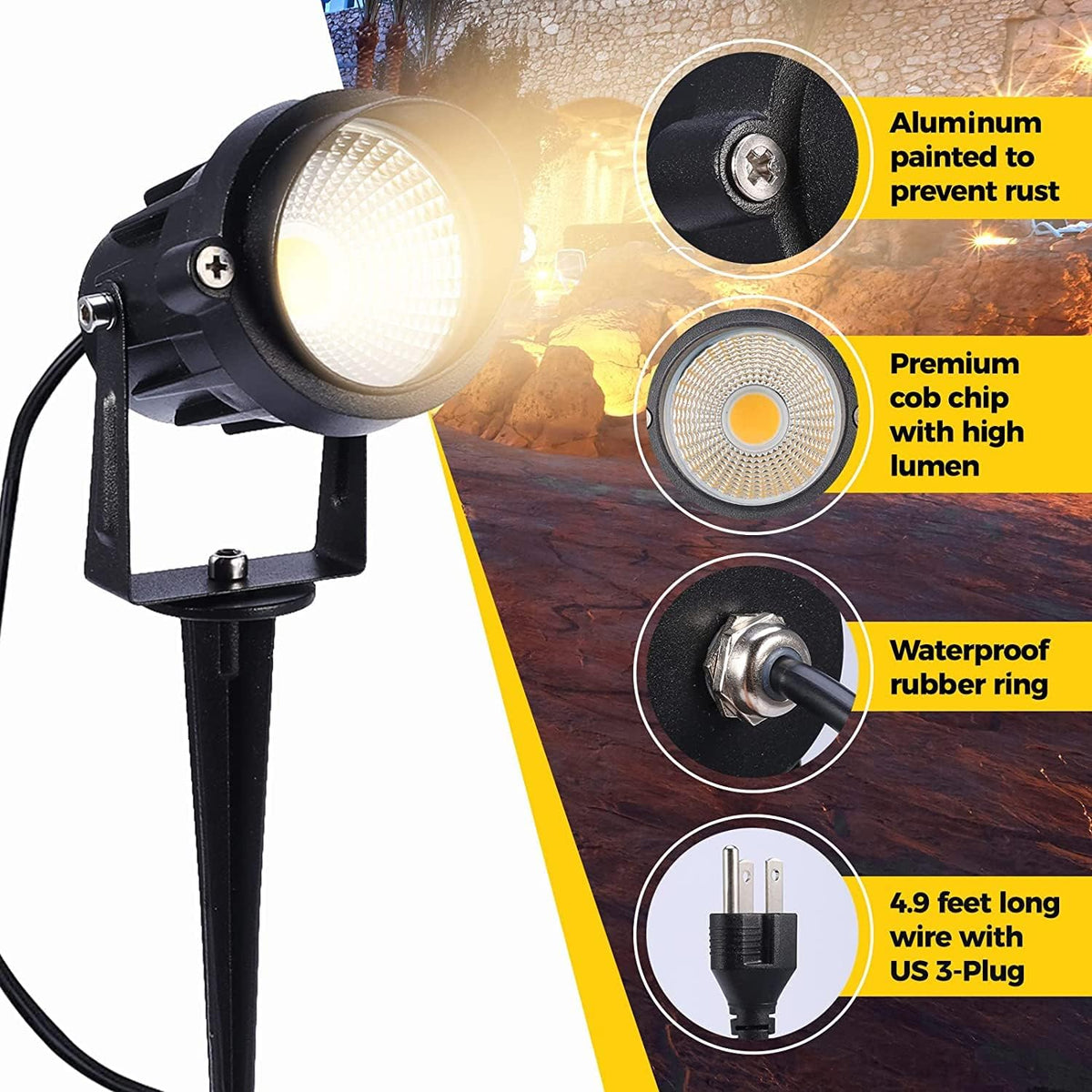 Warm White Waterproof LED Landscape Spot Lights 6 Pack B70289