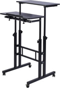 Black Adjustable Mobile Standing Desk C8640