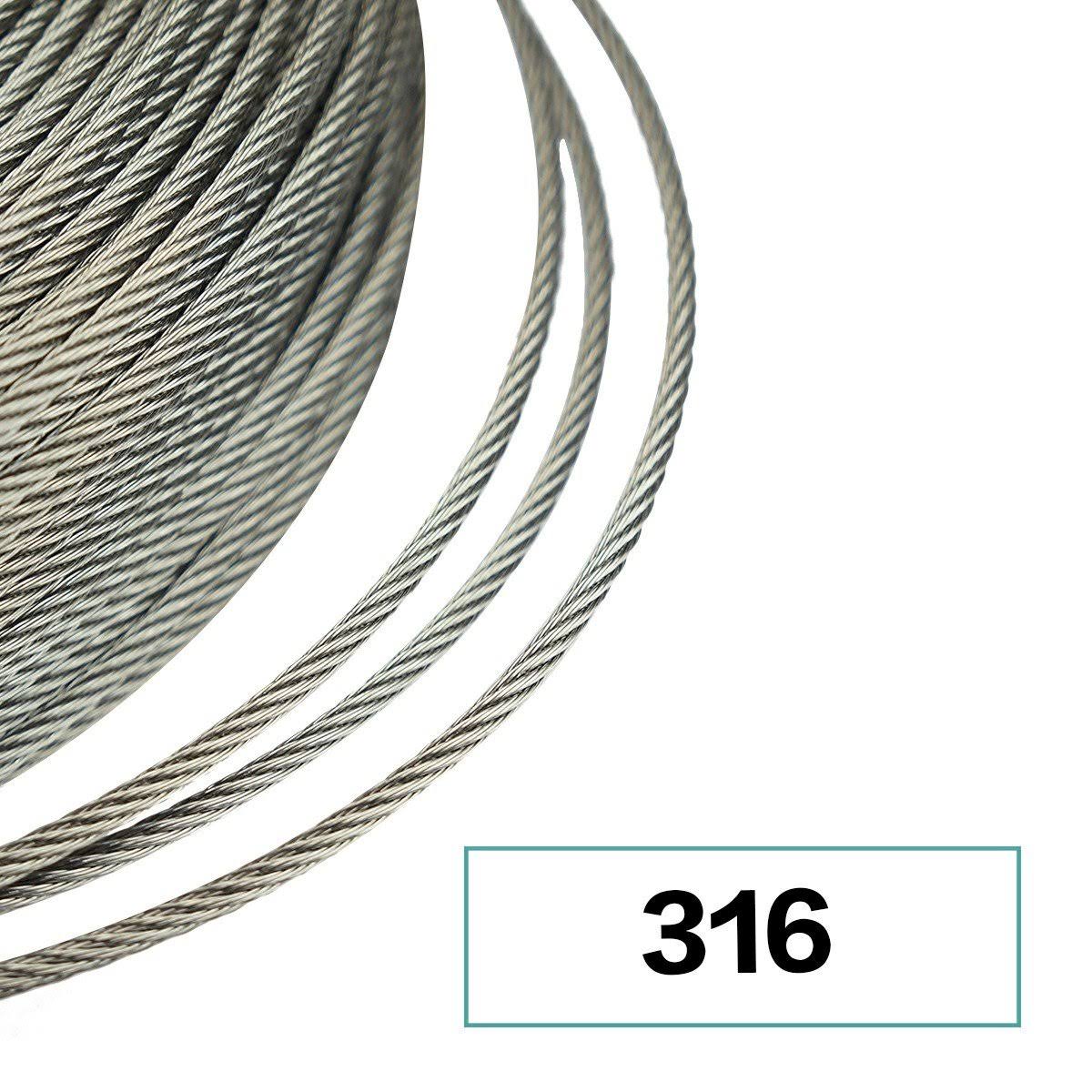 Stainless Steel 1/8 Inch T316 Marine Grade Wire Rope W86911
