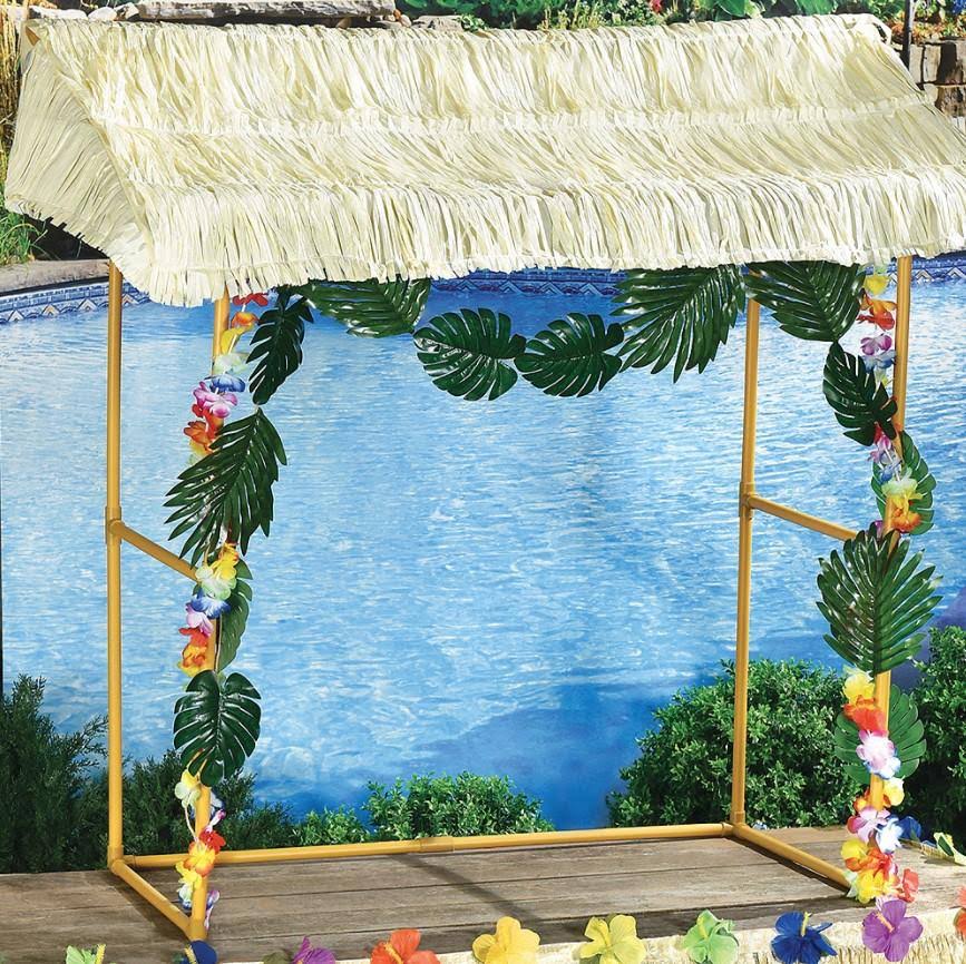 Tabletop Tiki Plastic & Fabric Bar Hut, 53in x 52in I930472