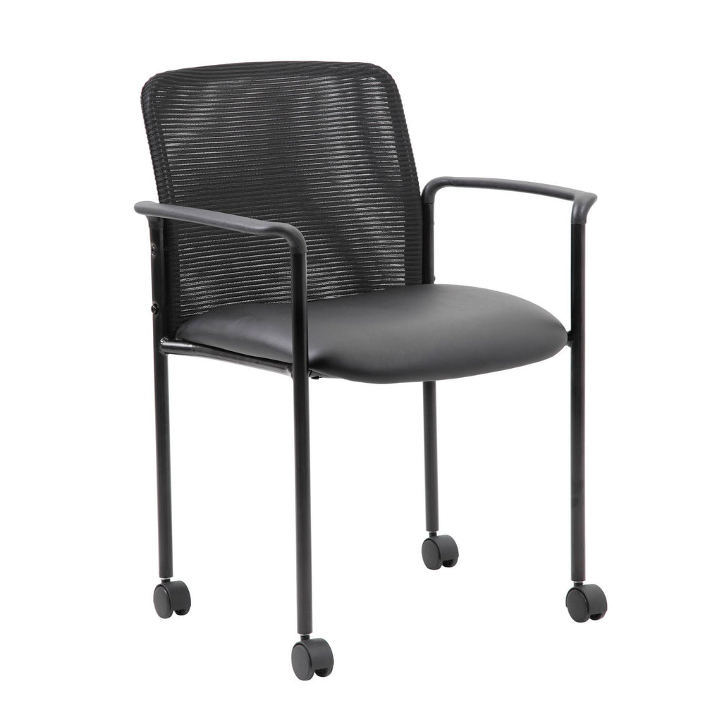 Black Mesh Guest Chair with Casters W3669