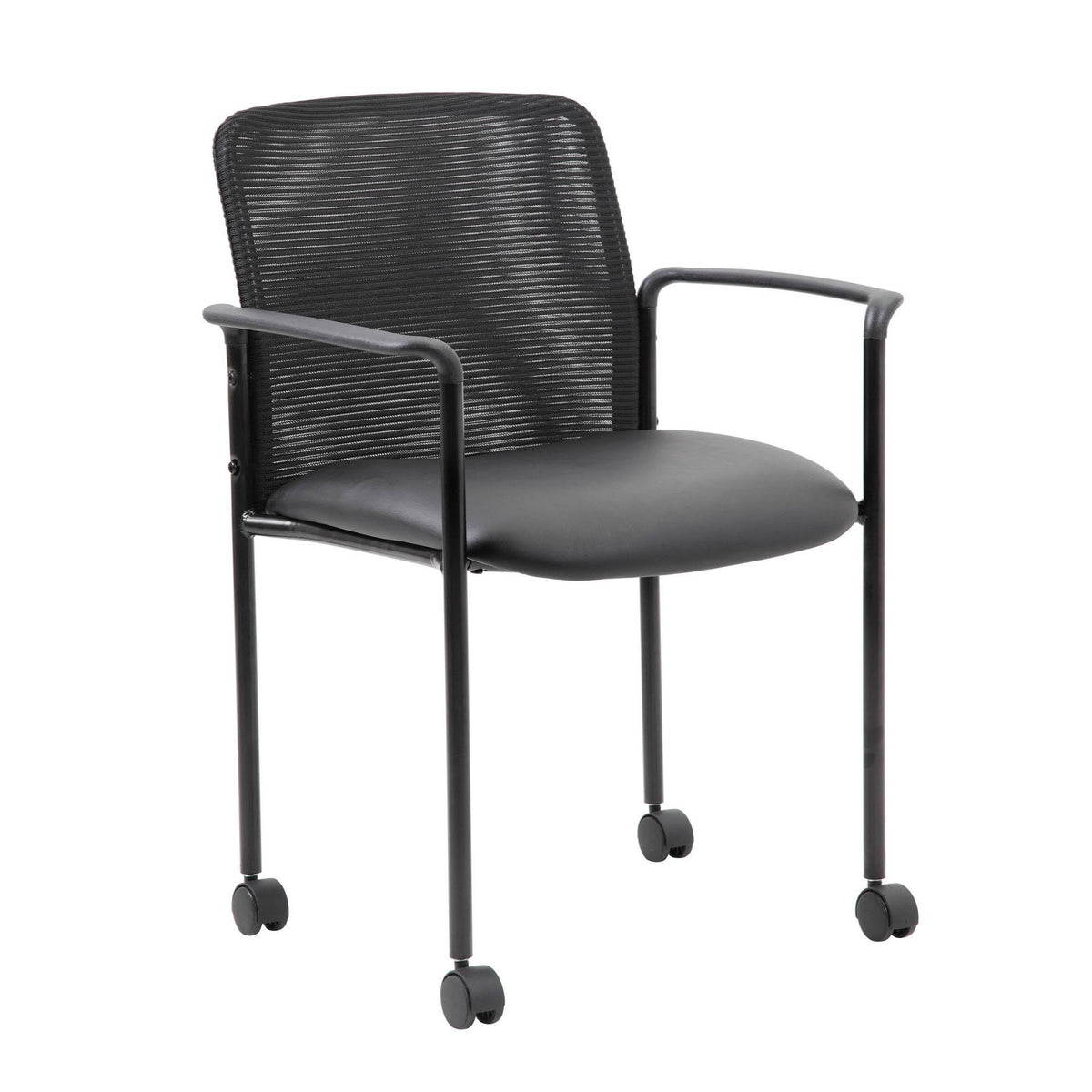 Black Mesh Guest Chair with Casters W3669
