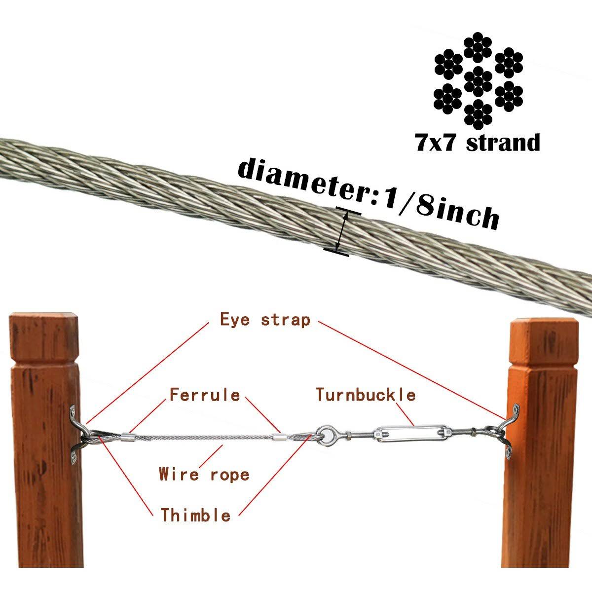 Stainless Steel 1/8 Inch T316 Marine Grade Wire Rope W86911