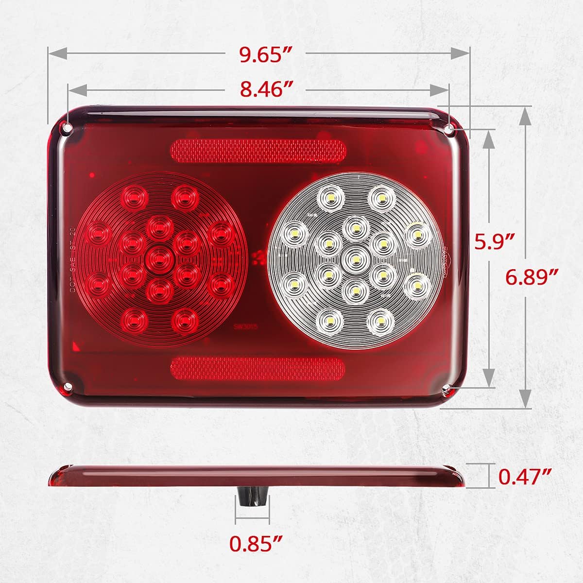 2Pcs Double Led Trailer Tail Lights with Stop Turn Tail Backup Reverse Lights M350527