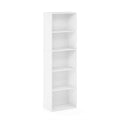 5-Tier Reversible White Open Shelf Bookcase V37079