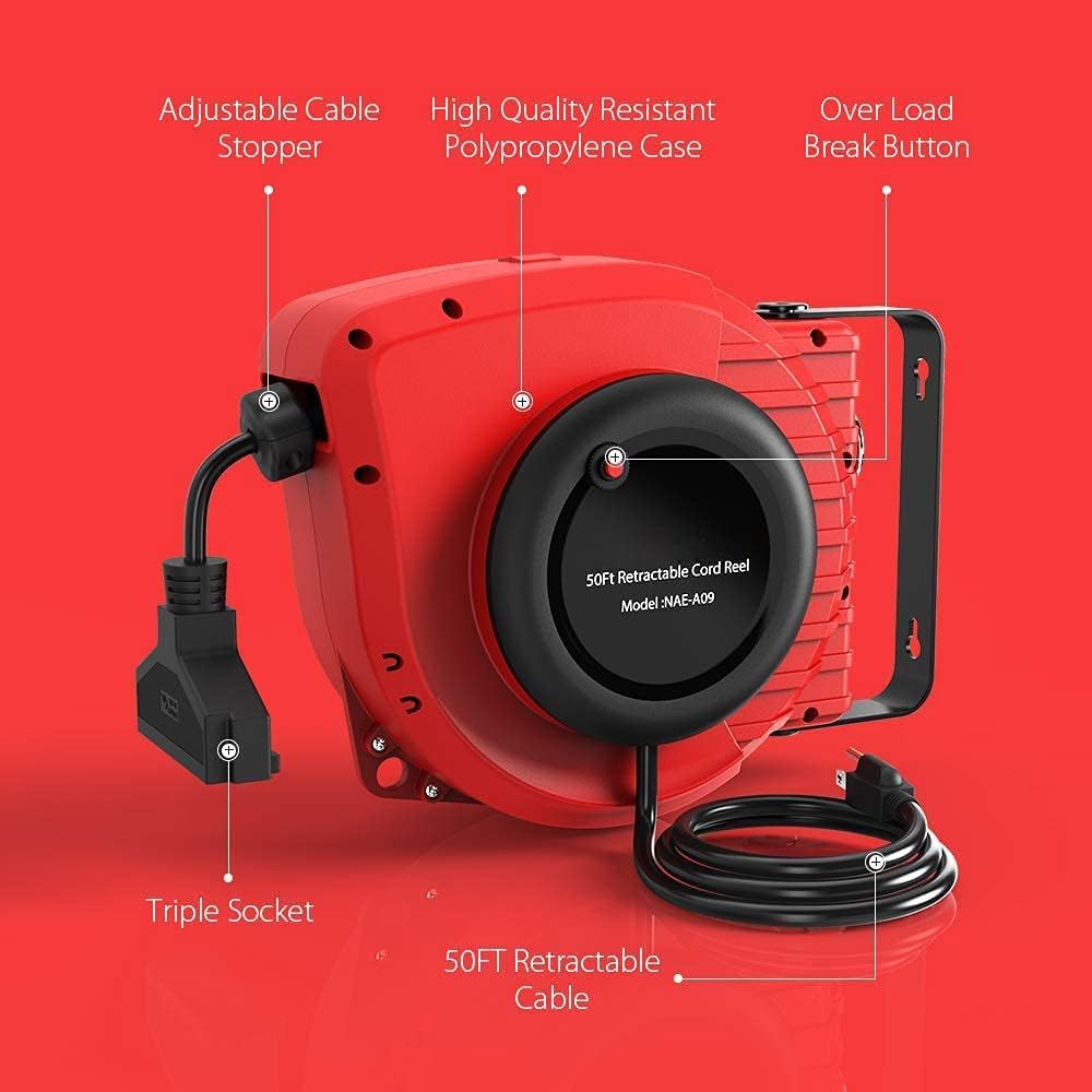 50FT Retractable Extension Cord Reel I18815