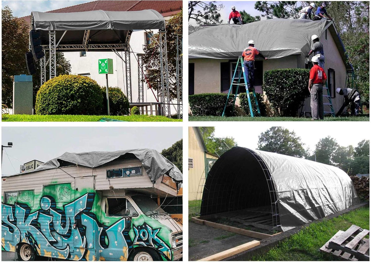 12x16ft Heavy Duty Waterproof Poly Tarp with Eyelets K826712