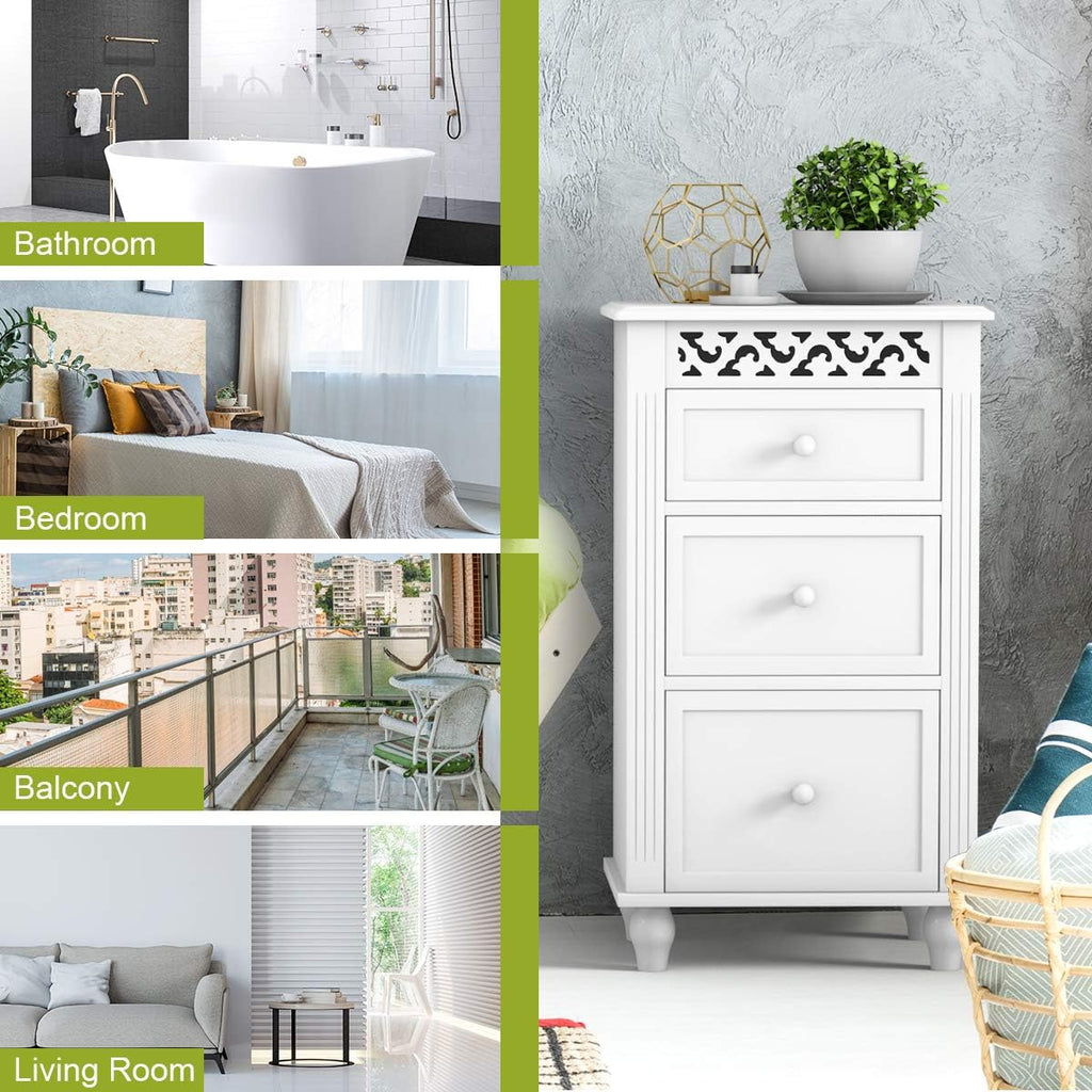 White 3 Drawer Wood Storage Cabinet Z799230