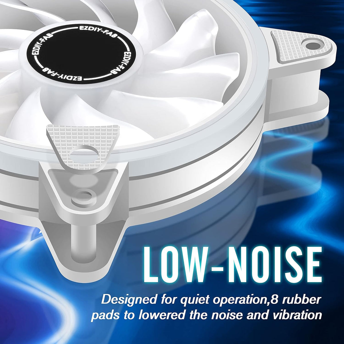 White 120mm RGB Case Fan with Hub and Remote, 6 Pack B375208