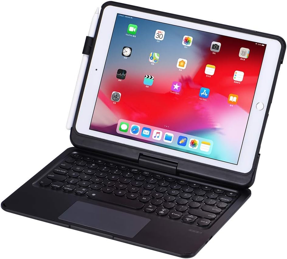 Black 360 Rotatable Backlit Wireless Keyboard Case H278