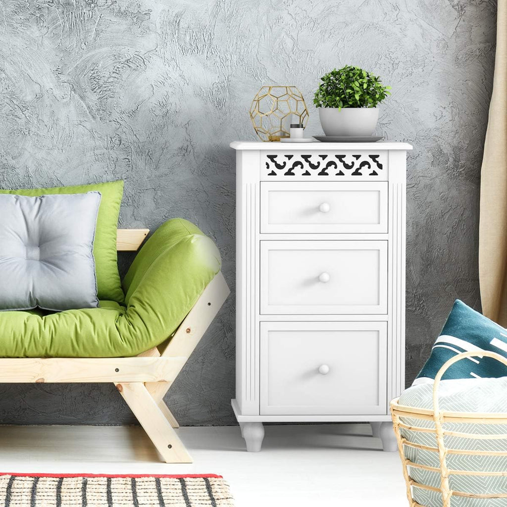 White 3 Drawer Wood Storage Cabinet Z799230