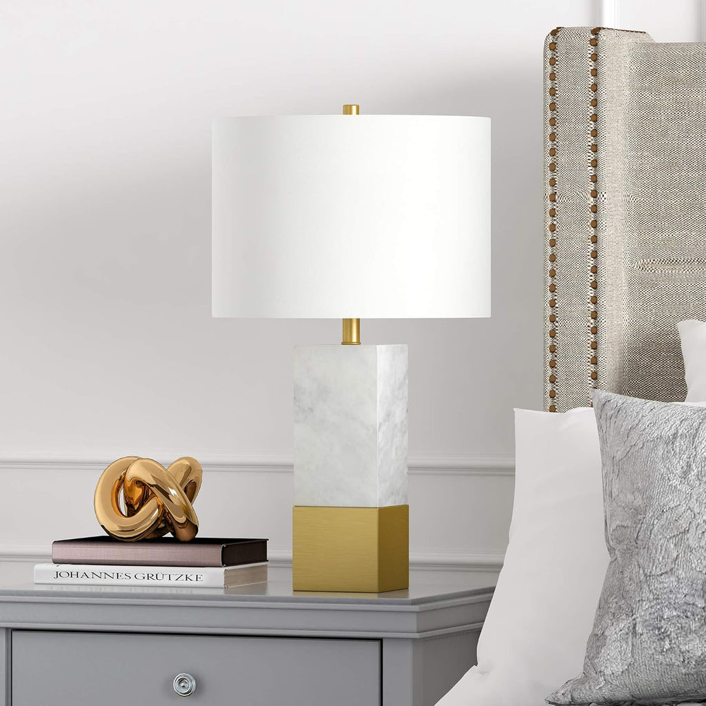 Marble Table Lamp with Fabric Shade F23545