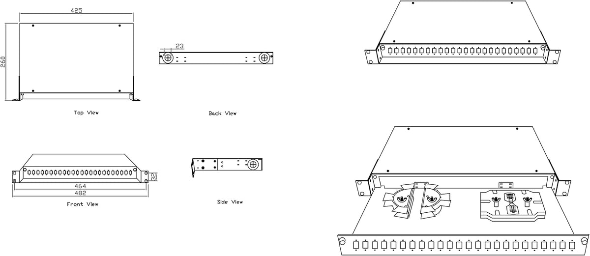 1U 19 24 Port SC Simplex LC Duplex Fiber Optic Rack Mount Enclosure Fiber Patch Panel V736758