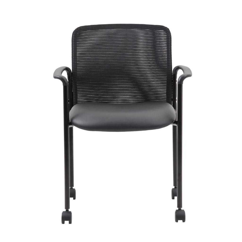 Black Mesh Guest Chair with Casters W3669
