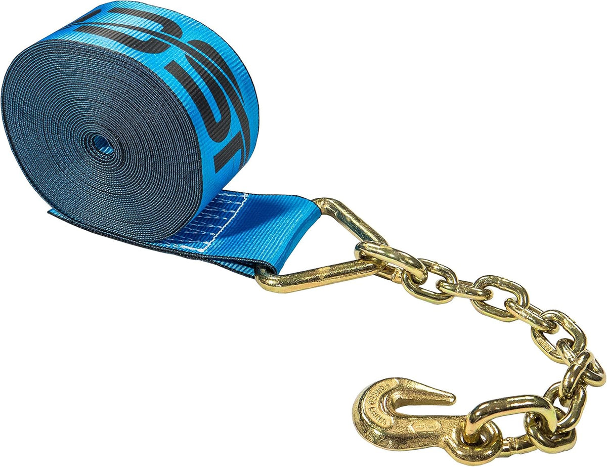 4 Inch x 50 Foot Blue Winch Strap with Chain Extension A60682