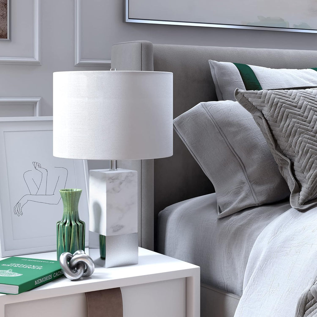 Marble Table Lamp with Fabric Shade F23545
