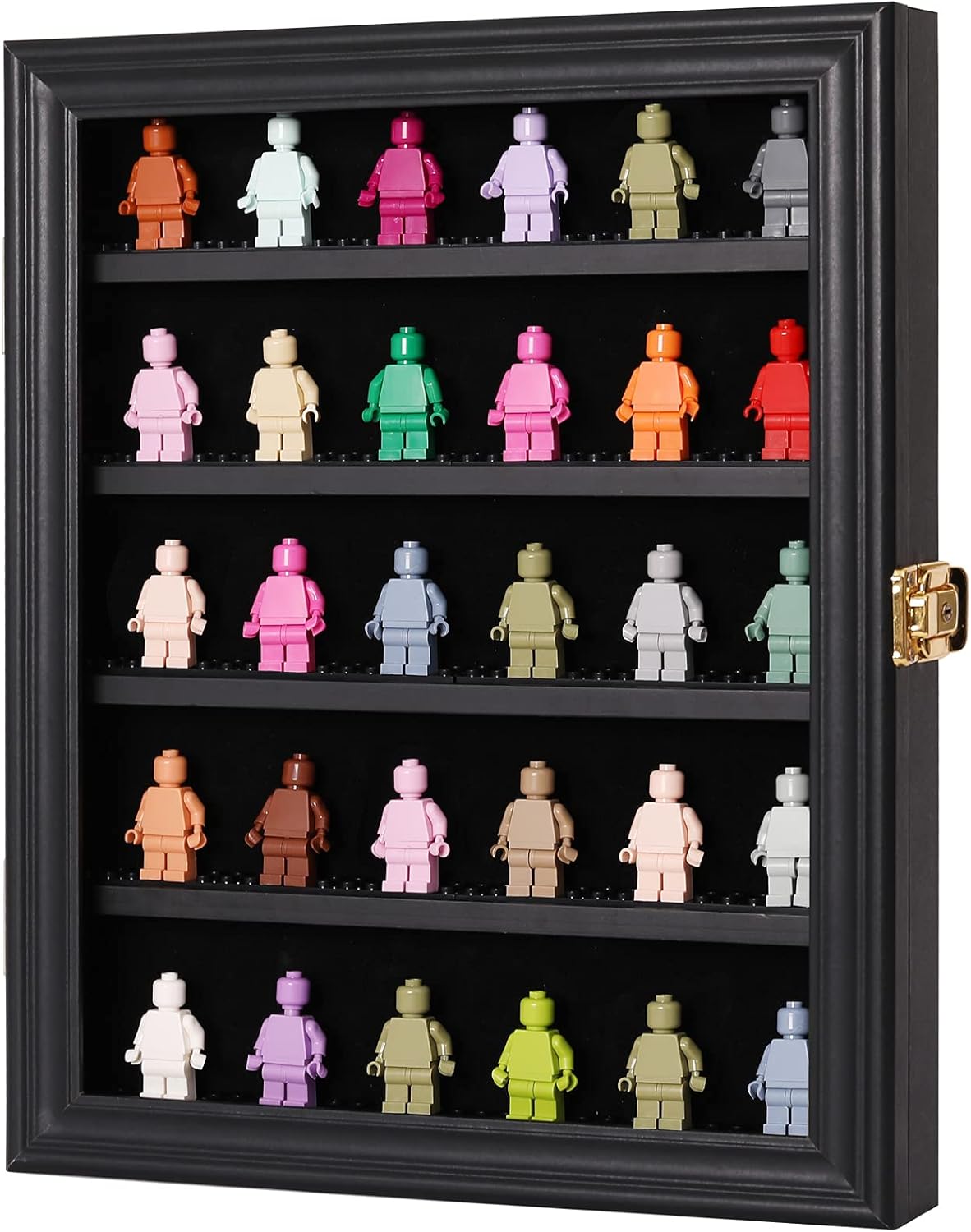 Black Wall Mount Display Case with UV Protected Lockable Removable Shelves O539688
