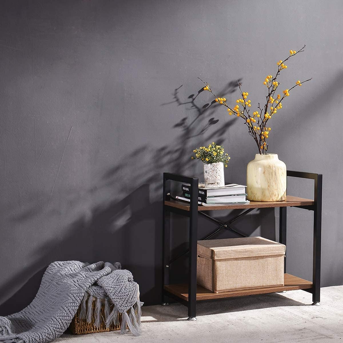 2 Tier Industrial Style Bookshelf Storage Rack F3811